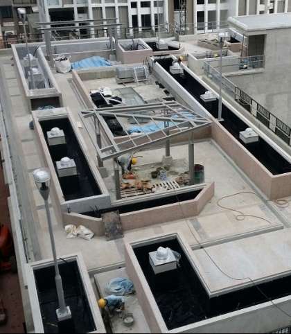 Captor Domes Installed at Rooftop Garden Concrete Roof
